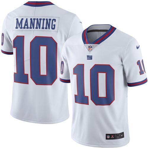 Nike Giants #10 Eli Manning White Youth Stitched NFL Limited Rush Jersey